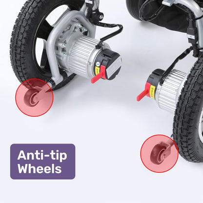 EQUIPMED Ultra-Light Power Wheelchair, Tight Turning, Airline Approved, Folding, ARTG Certified, Aluminium Frame, Lithium Battery, Grey