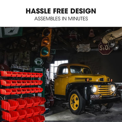 BAUMR-AG 39 Parts Bin Rack Storage System Floor Mount - Red