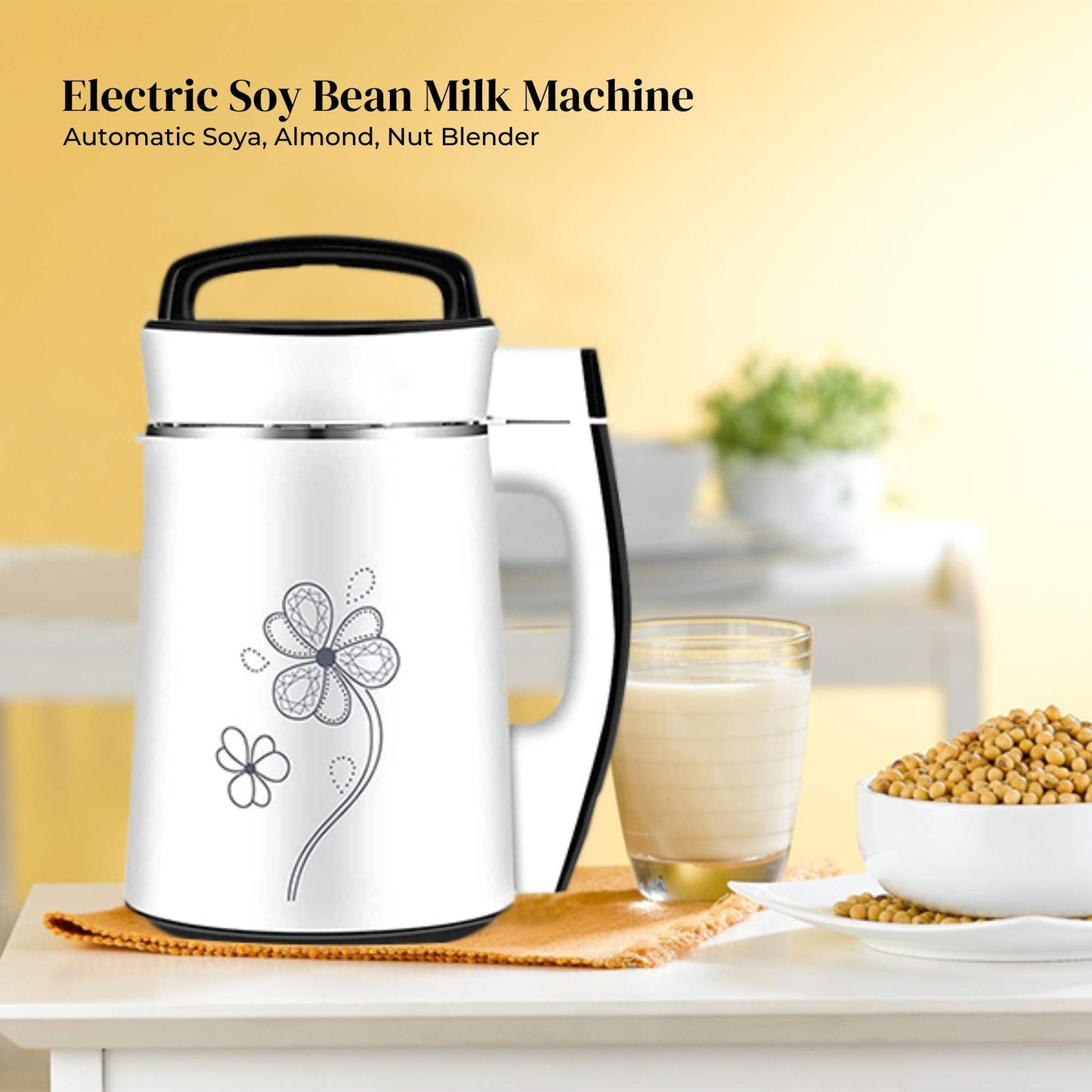 Electric Soy Bean Milk Maker Machine - Automatic Soya Almond Nut Blender