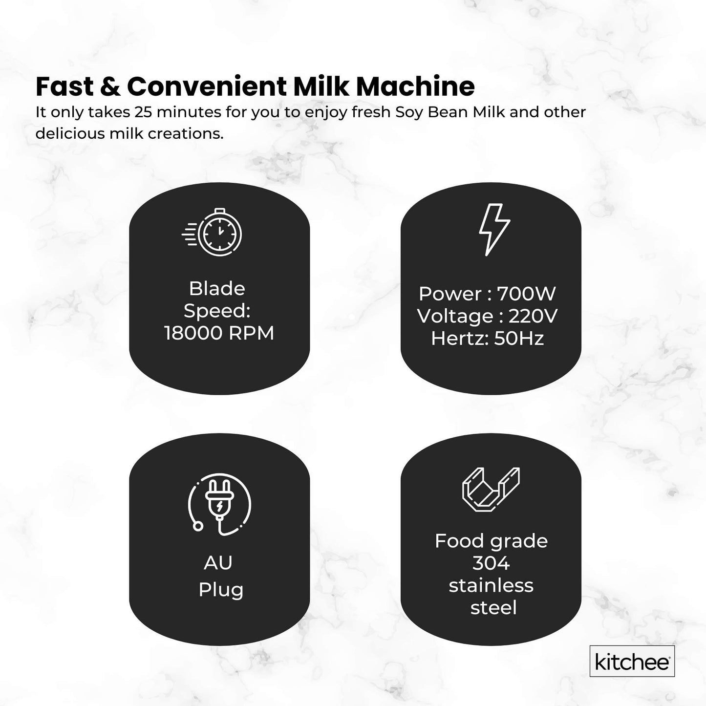 Kitchee 1.2L Electric Soy Bean Milk Maker Machine - Automatic Almond Nut Blender