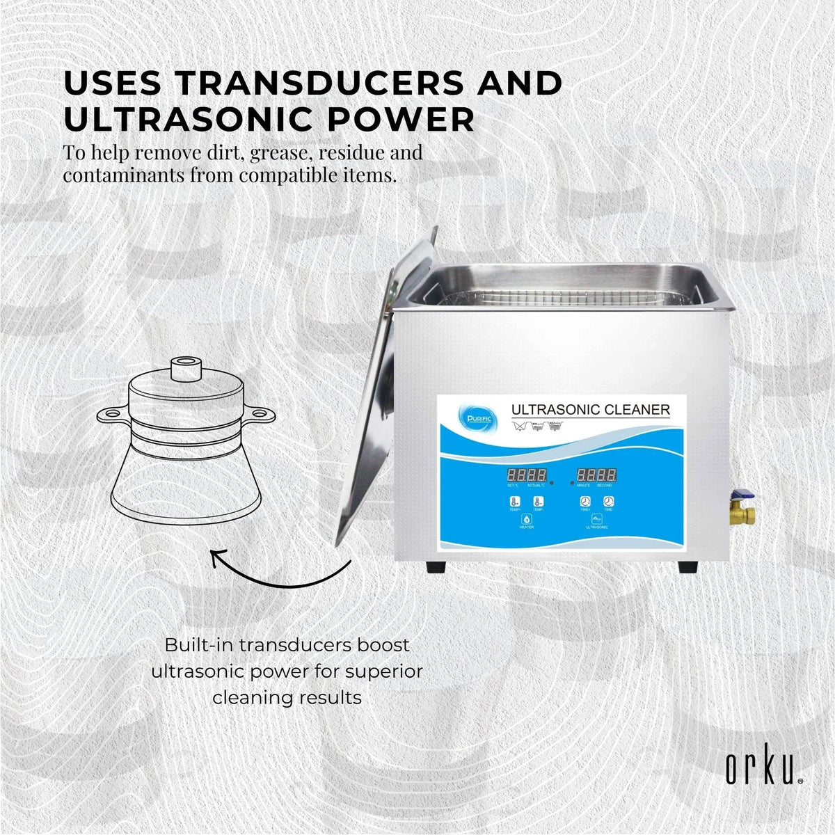 Orku 10L Ultrasonic Jewellery Cleaner Professional Machine + Digital Timer