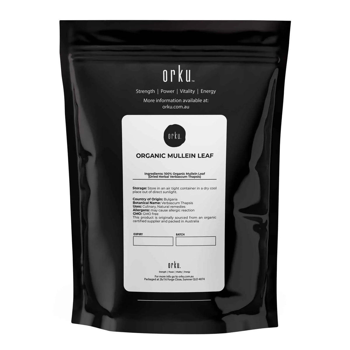 Orku 100g Organic Mullein Leaf - Dried Herbal Botanical Verbascum Thapsis