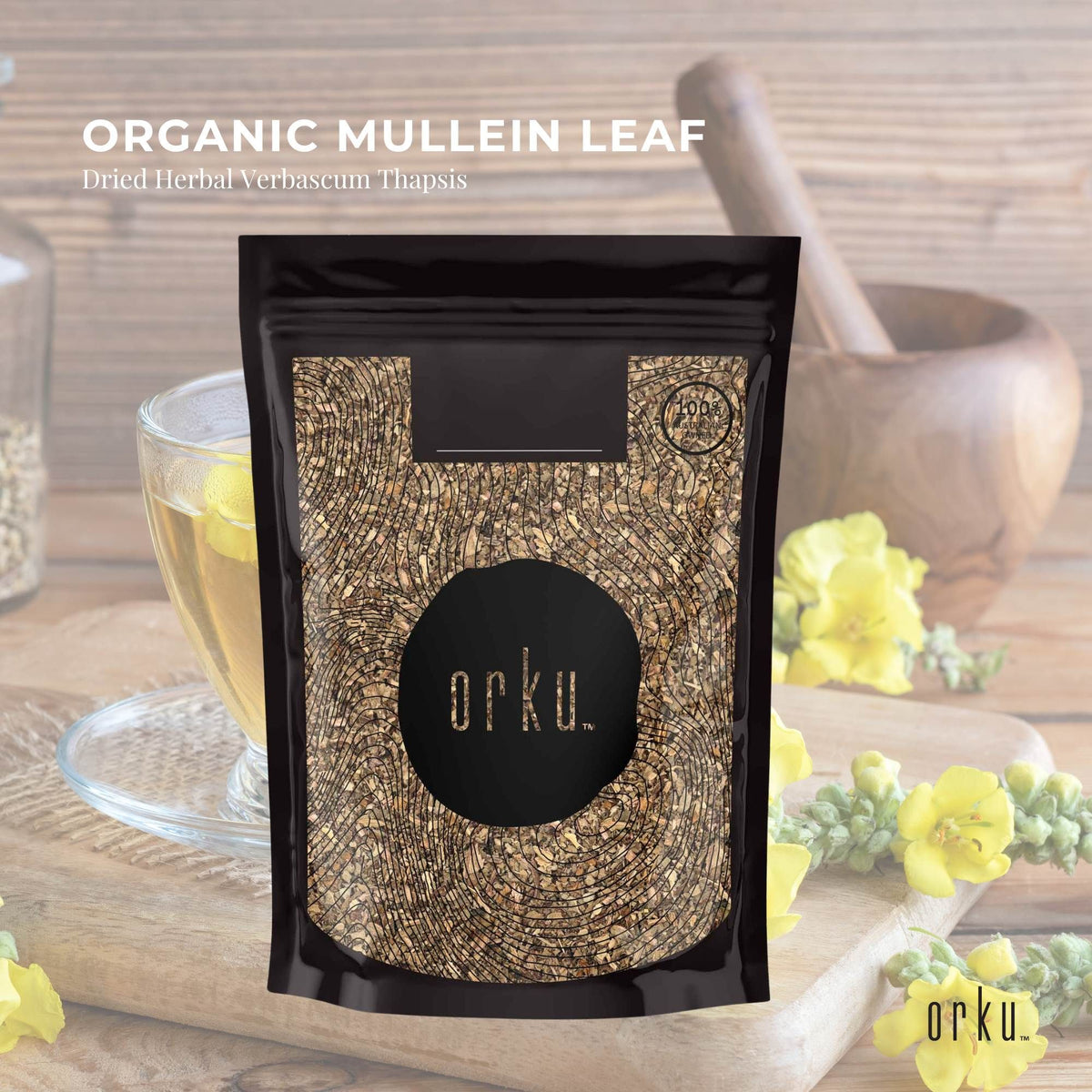 Orku 200g Organic Mullein Leaf - Dried Herbal Botanical Verbascum Thapsis