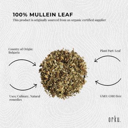 Orku 200g Organic Mullein Leaf - Dried Herbal Botanical Verbascum Thapsis