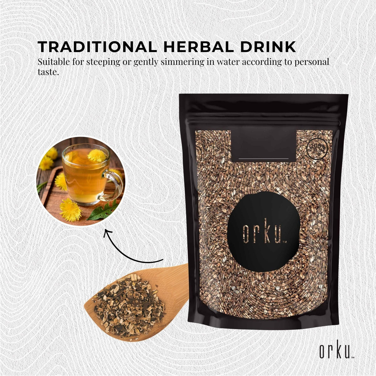 Orku 250g Organic Dandelion Root - Dried Raw Herbal Tea