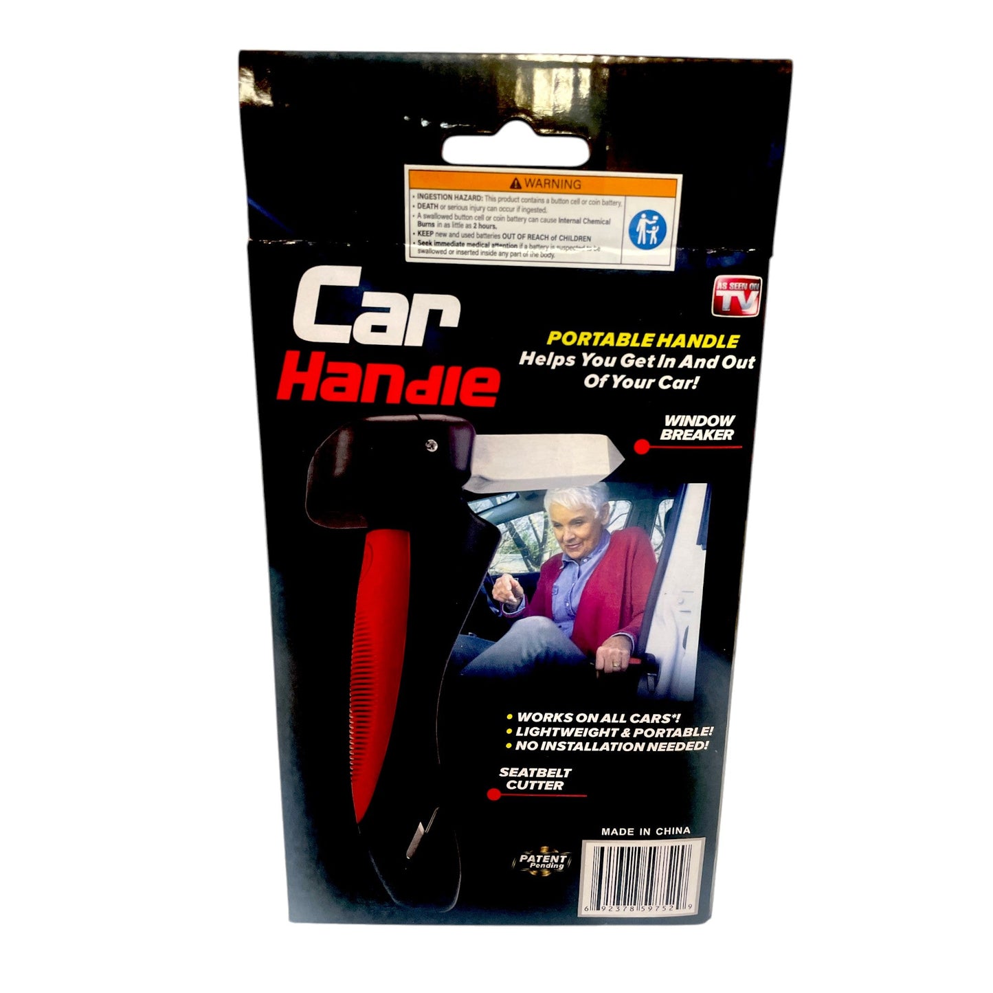 Tooleroo 1x Car Cane Door Handle - Portable Elderly Stand Aid LED light Hammer