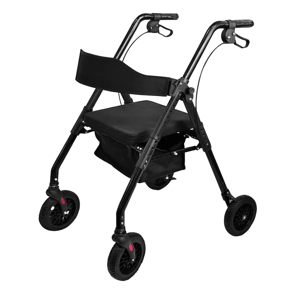 Orthonica Foldable Steel Rollator Walker with Adjustable Seat, 8 All-Terrain Wheels, Bag - 136kg Capacity