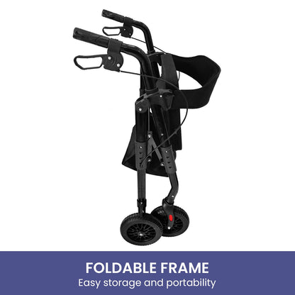 Orthonica Foldable Steel Rollator Walker with Adjustable Seat, 8 All-Terrain Wheels, Bag - 136kg Capacity