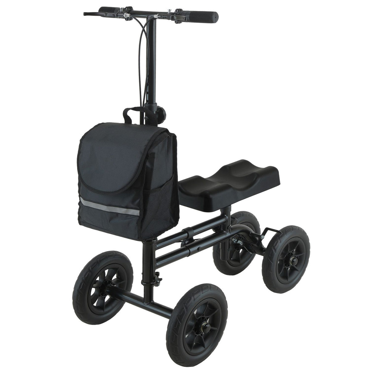 Orthonica Foldable Steel Knee Scooter Mobility Walker with 10-Inch Wheels Height Adjustable Storage Bag 136kg