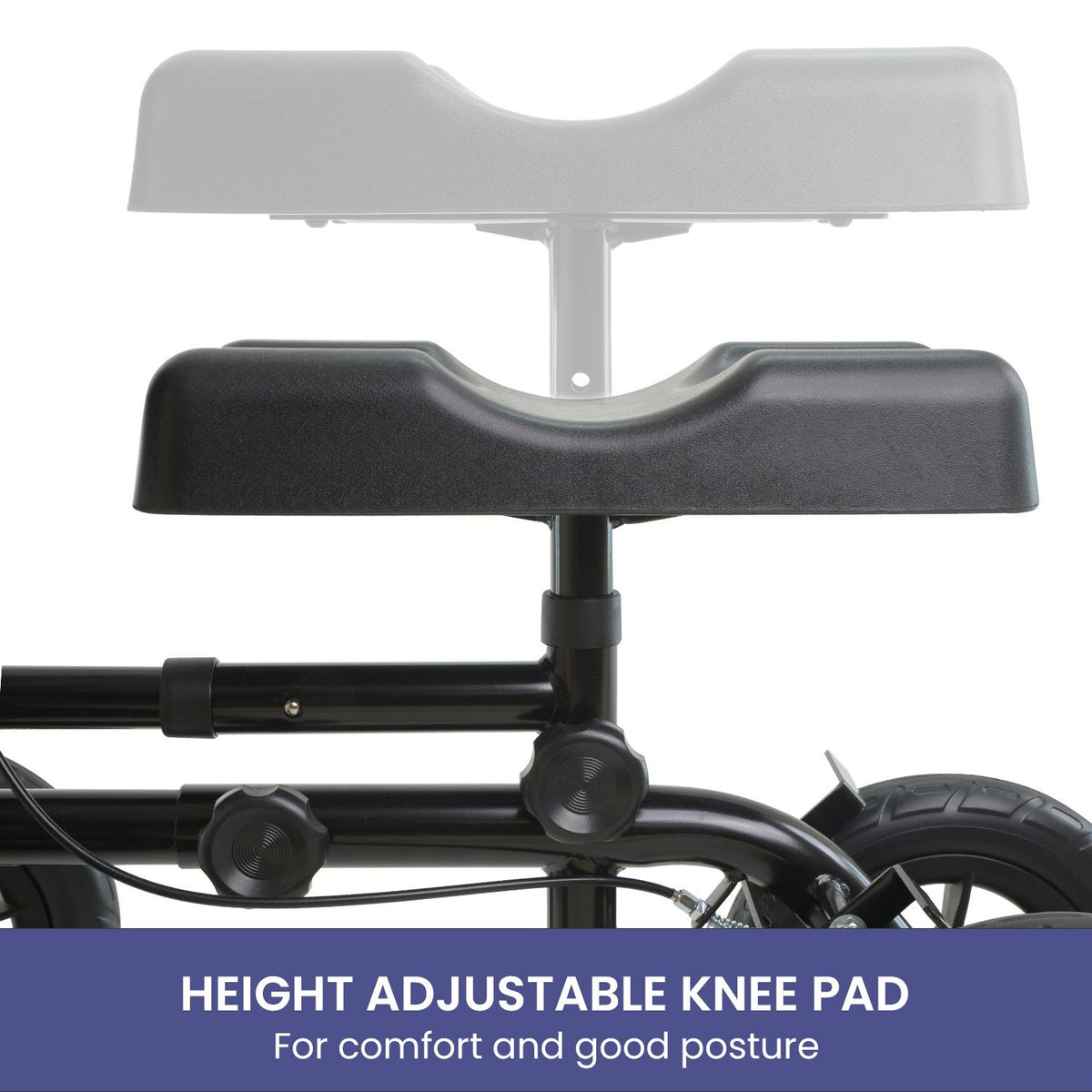 Orthonica Foldable Steel Knee Scooter Mobility Walker with 10-Inch Wheels Height Adjustable Storage Bag 136kg