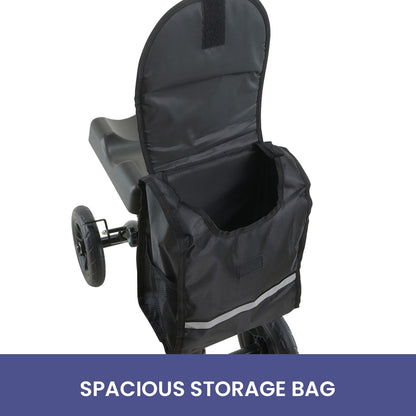 Orthonica Foldable Steel Knee Scooter Mobility Walker with 10-Inch Wheels Height Adjustable Storage Bag 136kg