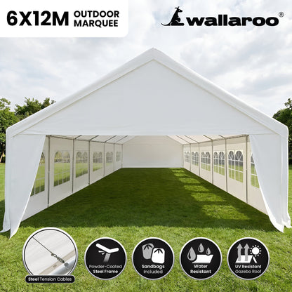Wallaroo 6x12m Outdoor Event Marquee Gazebo Party Wedding Tent - White