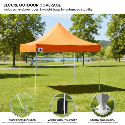 Wallaroo 3x3m Pop Up Gazebo Marquee Tent Orange Outdoor Folding Canopy with 5 Walls Sandbags Carry Bag Market Camping