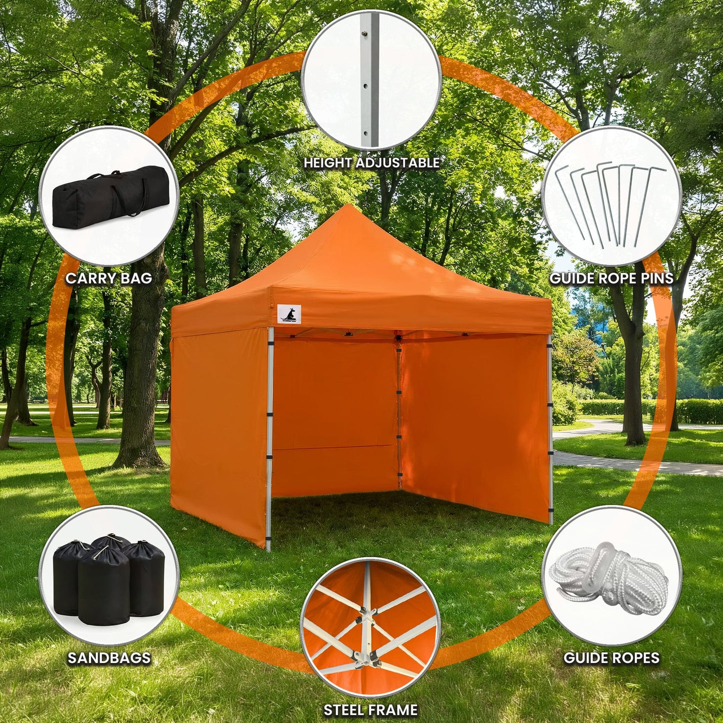 Wallaroo Gazebo Tent Marquee 3x3 PopUp Outdoor  - Orange