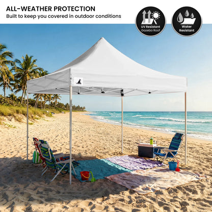 Wallaroo 3x3m Pop Up Gazebo Marquee Tent with 5 Walls, Sandbags & Carry Bag - White Folding Outdoor Canopy Shade
