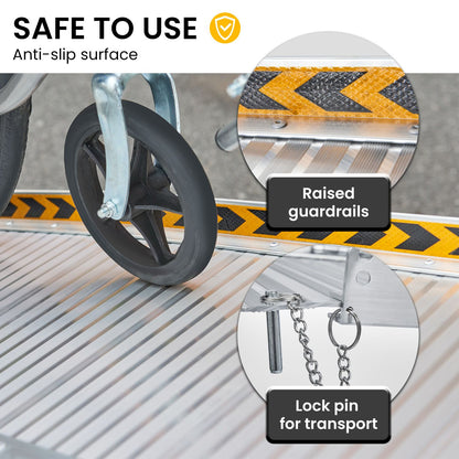 Kartrite 6ft Portable Folding Aluminium Wheelchair Ramp 275kg Heavy Duty Non-Slip Mobility Ramp for Steps & Cars
