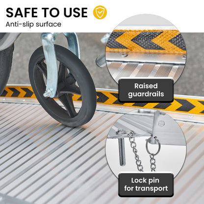 Kartrite 6ft Aluminium Foldable Wheelchair Ramp Non-Slip R02 Silver