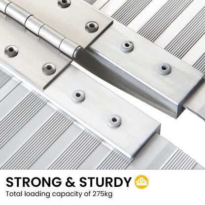 Kartrite 6ft Aluminium Foldable Wheelchair Ramp Non-Slip R02 Silver