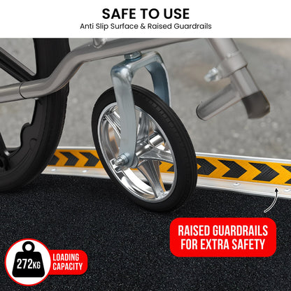 Kartrite Aluminium Wheelchair Ramp 2FT Mobility Ramp with High Grip Surface Safety Side Rails Locking Pin & Carry Handle