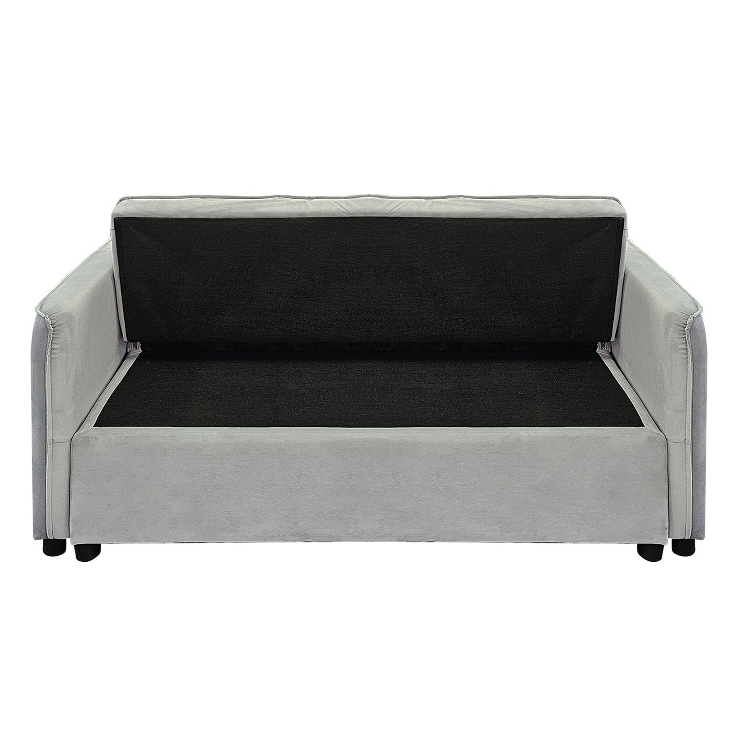 Sarantino Quincy 2-Seater Velvet Sofa Bed in Dark Grey with Wooden Frame and Tufted Design - Light Grey