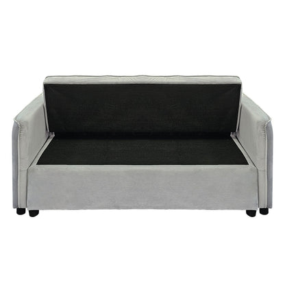 Sarantino Quincy 2-Seater Velvet Sofa Bed in Dark Grey with Wooden Frame and Tufted Design - Light Grey