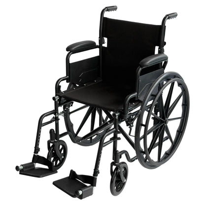 Orthonica 24 Inch Foldable Wheelchair Heavy Duty Steel Frame Manual Mobility & Disability Aid with Brakes Black