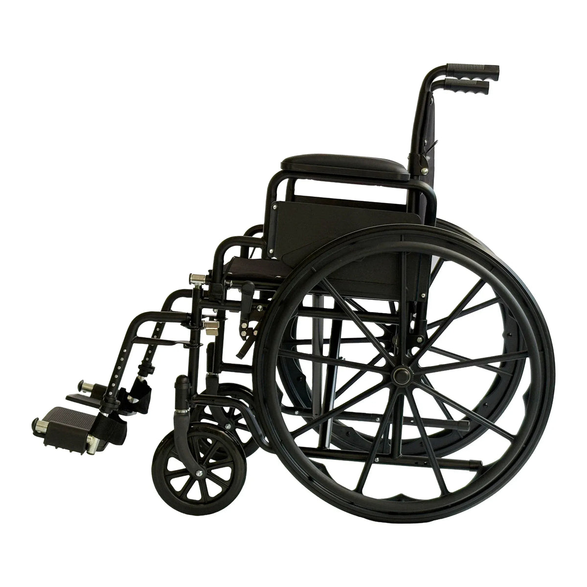 Orthonica 24 Inch Foldable Wheelchair Heavy Duty Steel Frame Manual Mobility & Disability Aid with Brakes Black
