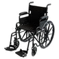 Orthonica New Steel Wheelchair In Black Foldable Lightweight Disability Aid Portable Heavy-duty 24-inch Adjustable Footrest Steel Frame