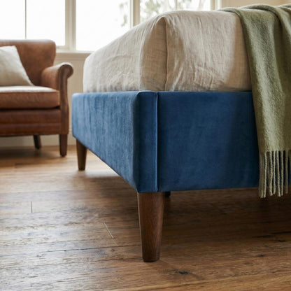 Velvet Blue Bed Frame- Double