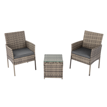 2 Seater PE Rattan Outdoor Furniture Chat Set- Mixed Grey