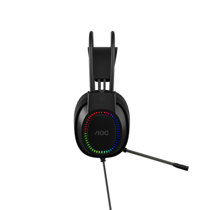 AOC ACG2500BK Wired RGB USB Gaming Stereo Headset 2M Cable Black