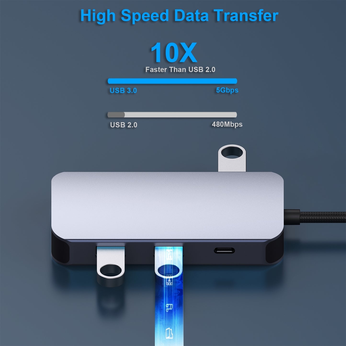 BENFEI 335GY USB-C Hub with Triple Display, 8-in-1 Docking Station (100W PD, Dual 4K HDMI, VGA, 3x USB 3.0)