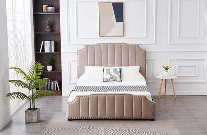 Santosa Champagne Velvet Bed - Queen