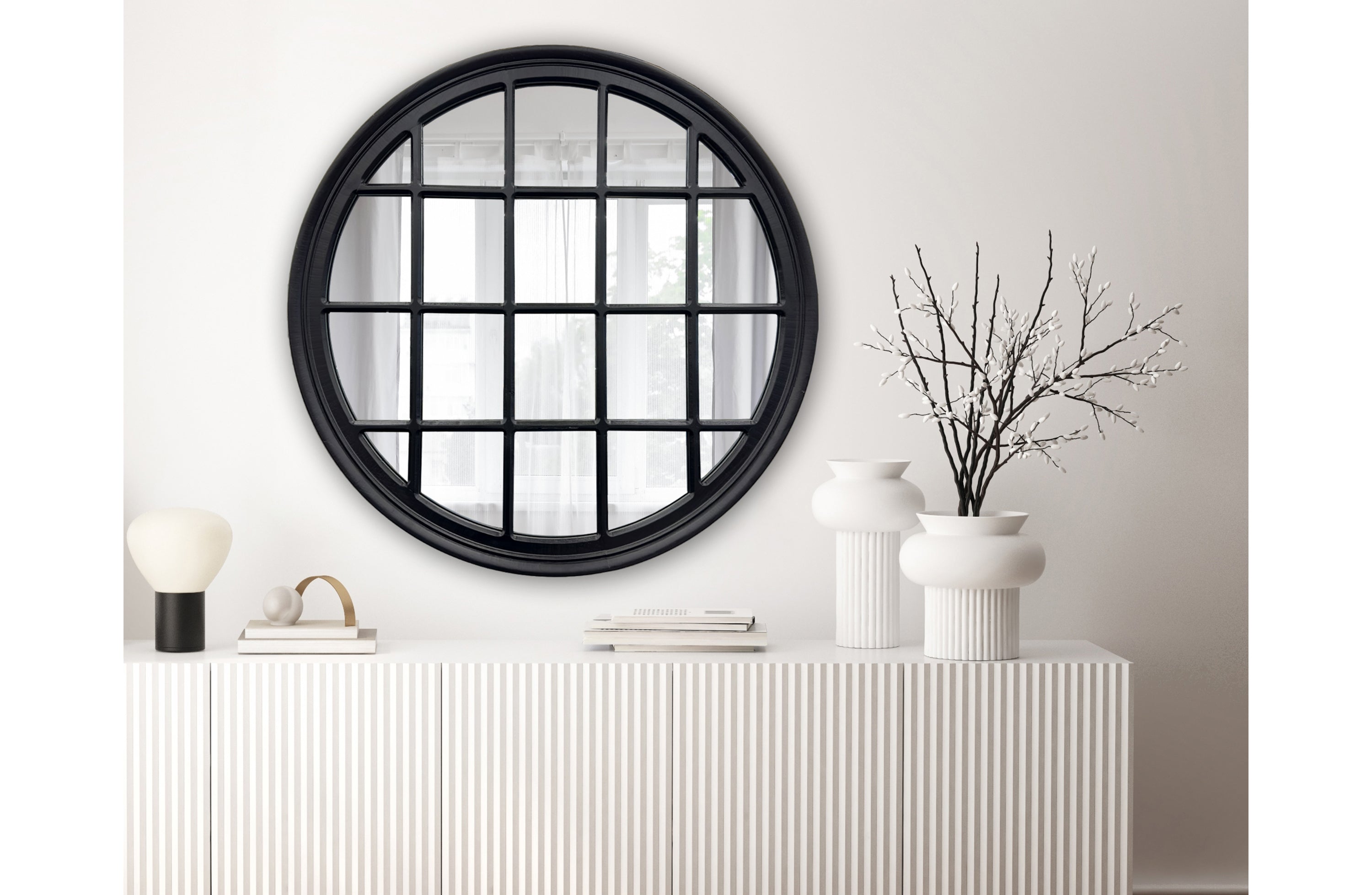 Window Style Mirror - Black Circle 100cm – Wholesale-Plus
