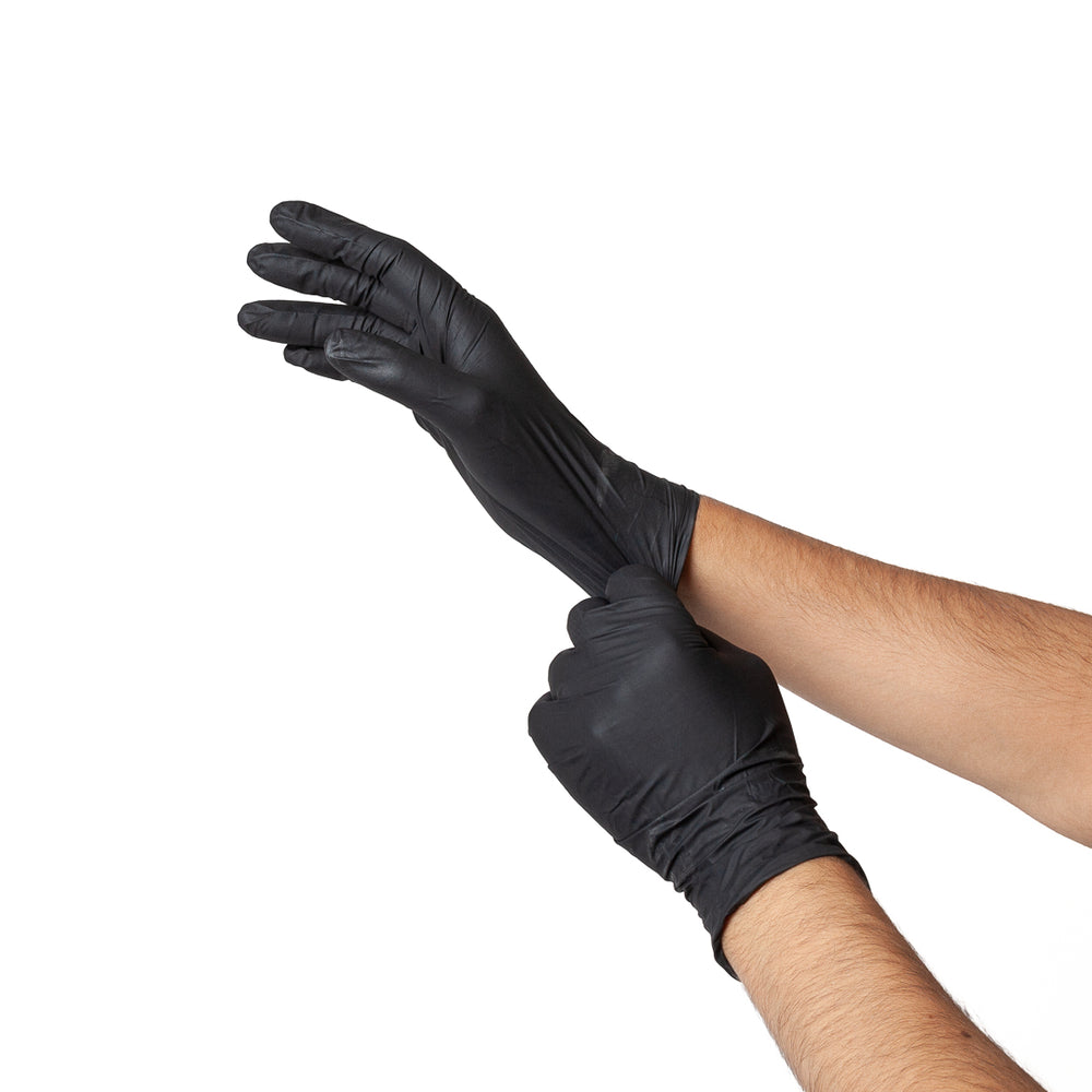 Saniflex Light Industrial Black Nitrile Gloves 100 Pack - Large