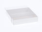 50 Pack of 15cm Square Invitation Coaster Favor Function product Presentation Cookie Biscuit Patisserie Gift Box - 4cm deep - White Card with Clear Slide On PVC Lid