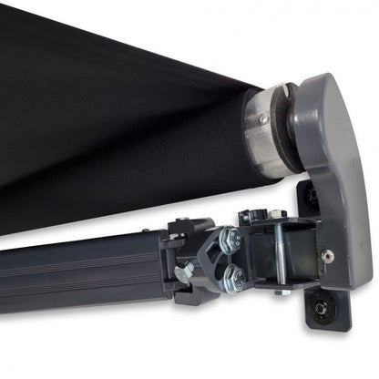2.92m Black Fabric/Dark Grey Frame Manual Retractable Folding Arm Awning