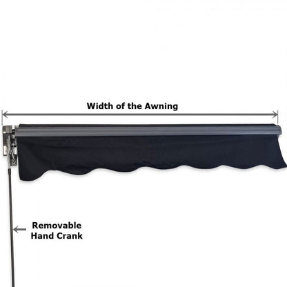 2.92m Black Fabric/Dark Grey Frame Manual Retractable Folding Arm Awning