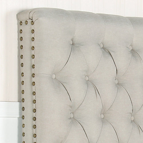 Bed Head Double Size French Provincial Headboard Upholsterd Fabric Beige