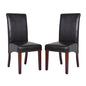 2x Wooden Frame Black Leatherette Dining Chairs with Solid Pine Legs