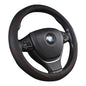 Universal Luxury Car 37-38cm Steering Wheel Cover PU Leather Non-slip Breathable (Black-red)