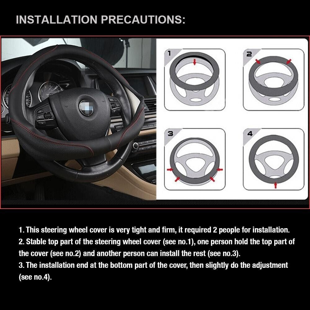 Universal Luxury Car 37-38cm Steering Wheel Cover PU Leather Non-slip Breathable (Cream)