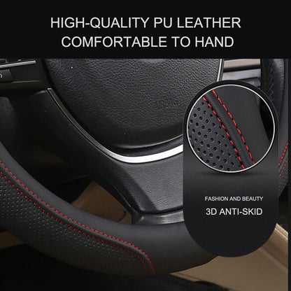 Universal Luxury Car 37-38cm Steering Wheel Cover PU Leather Non-slip Breathable (Cream)