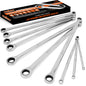 HORUSDY 9Pc Extra Long Ratchet Spanner Set Aviation Double End 8-19mm w/t Pouch