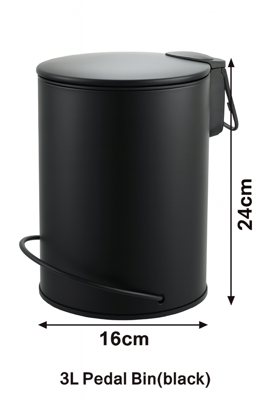 3L Soft Close Pedal Bin Black