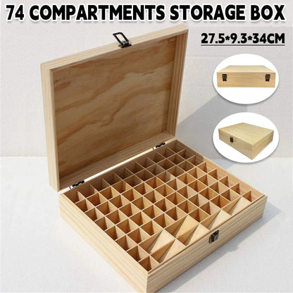 74 Slot Wooden Essential Oils Storage Box 1 Tier Bottle Organizer Rack
