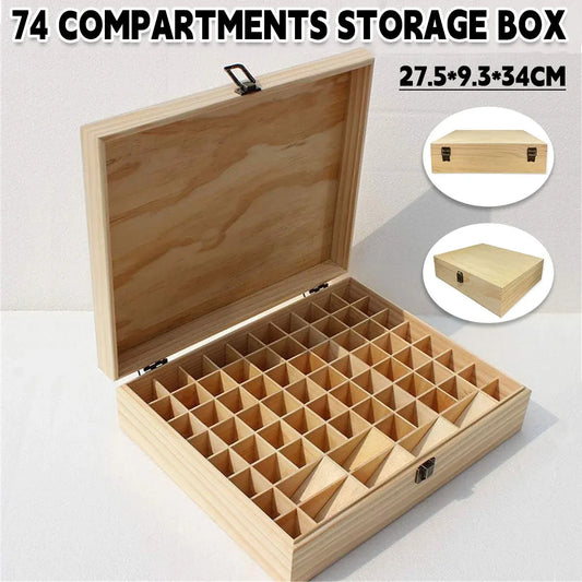 74 Slot Wooden Essential Oils Storage Box 1 Tier Bottle Organizer Rack