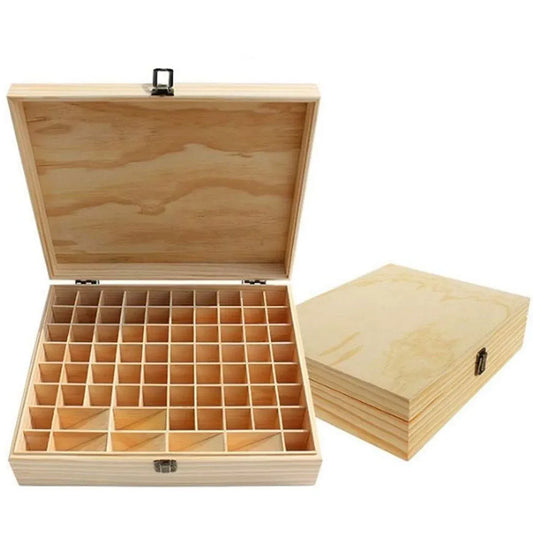 74 Slot Wooden Essential Oils Storage Box 1 Tier Bottle Organizer Rack