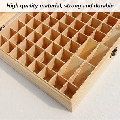 74 Slot Wooden Essential Oils Storage Box 1 Tier Bottle Organizer Rack