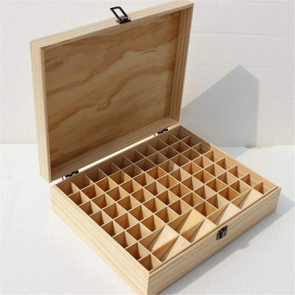74 Slot Wooden Essential Oils Storage Box 1 Tier Bottle Organizer Rack